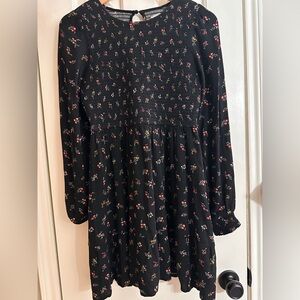 American Eagle - Black Smocked Ditsy Floral Dress
